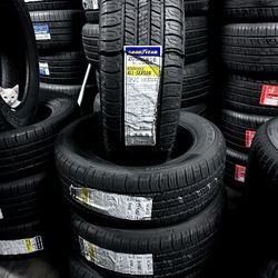 SET OF NEW TIRES 205/55/16 GOODYEAR ASSURANCE INCLUDING MOUNT AND BALANCE