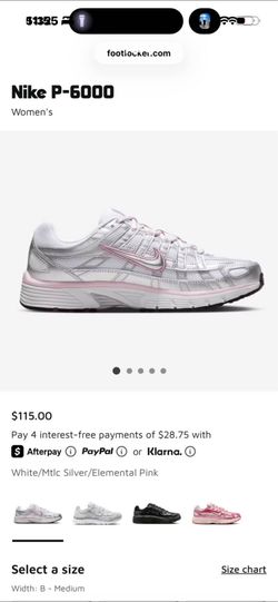 BRAND NEW Nike P-6000 Women's White Metallic Silver Pink Sneakers