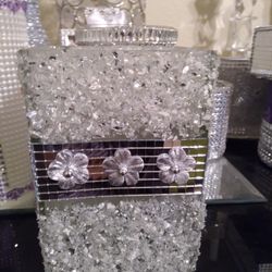 Crushed Glass N Mirror Vase