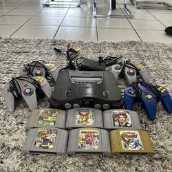 Nintendo 64 Bundle W/4 Controllers + 6 Games