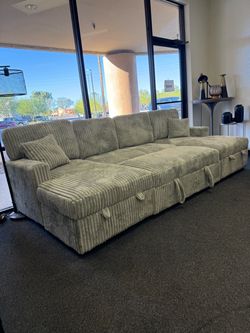 Double chaise sleeper sofa with storage