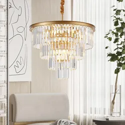 4-Tiers 23.6" Gold Crystal Chandelier Modern Crystal Penda