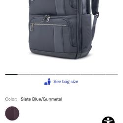 New Samsonite NuRoad 14.1" laptop travel Backpack Slate blue Gun Metal