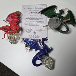 Set Of 3 Dragon Ornaments Bradford Exchange