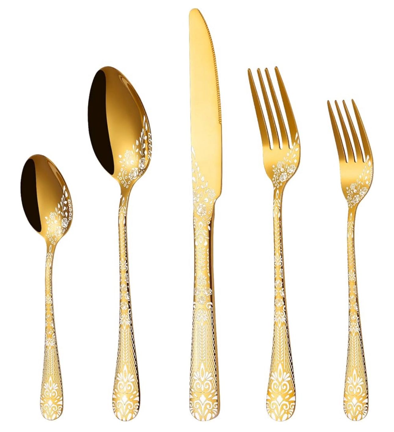 Brand New 20-Piece Gold Silverware Set, Stainless Steel Flatware Service for 4