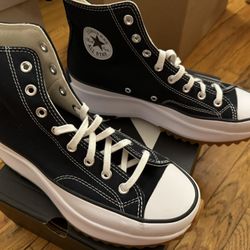 Converse Run Star Hi Black/White/Gum High Top Platform Sneakers 10m 11.5w