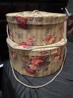 Floral Hat Boxes Set of Two