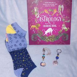 Astrology Coloring Book Socks Rear View Mirror Decoration Key Chain 