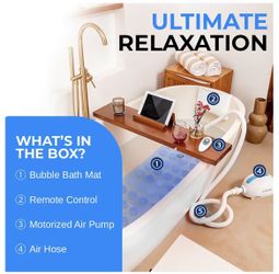 SereneLife Bubble Bath Mat, Bathtub Mat with Air Massage and Remote Control, Waterproof, Non-Slip, Adjustable Bubble Intensity, Aroma Diffuser, 47x14.