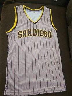 Padres tan w pinstripes basketball style jersey