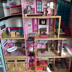 KidKraft Shimmer Mansion Wooden Dollhouse for 12-Inch Dolls & 30-Piece Accessories