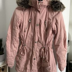 Pink Fur-Trimmed Parka Small