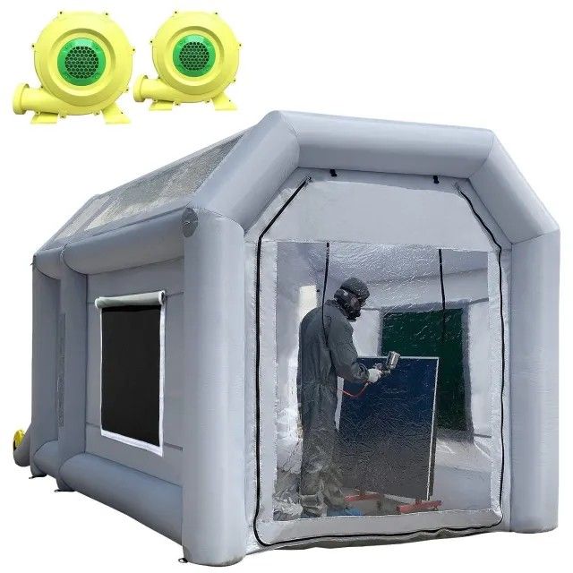 Sewinfla Professional Inflatable Paint Booth 13x8.2x8.2Ft with 2 Blowers (480W+750W) & Air Filter System Portable Paint Booth Tent Garage Inflatable