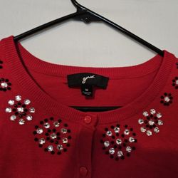 Women's Cashmere Sweater Thicken  with Rhinestone Collar Cardigan