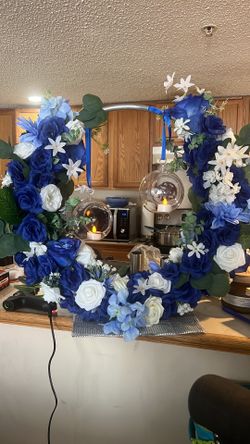 Holo Centerpieces Blue And White Custom Made 