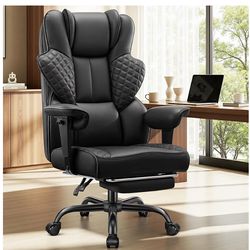 FelixKing Big and Tall Office Chair 500lbs - Ergonomic Desk Chair with Footrest, Scratch-Resistant PU Leather Computer Chair, 4D Lumbar Support Gaming