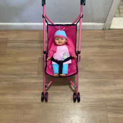 Talking Doll And Stroller