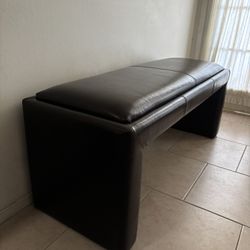DIVANI Chateau d'Ax Vintage Espresso Brown Leather Bench