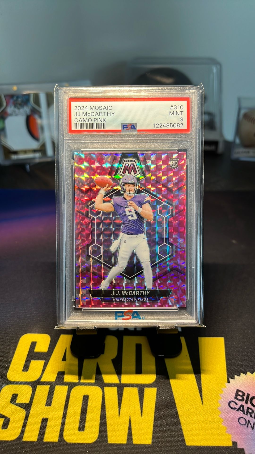 2024 Mosaic Pink Camo JJ McCarthy RC PSA 9 Minnesota Vikings