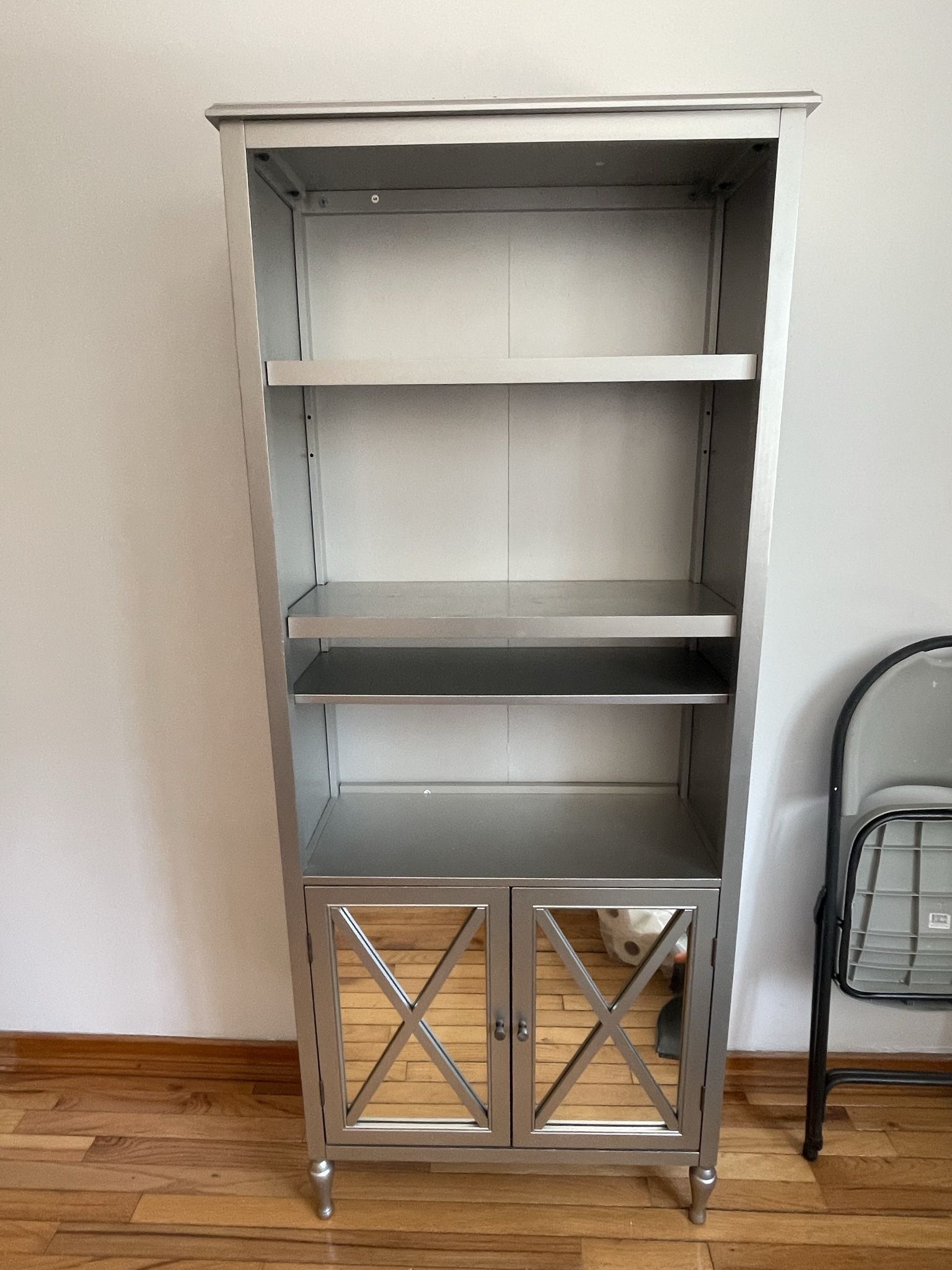 Silver Bookcase with Cabinet 