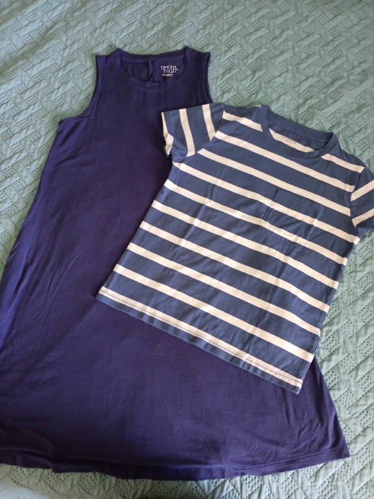 Set Of Blue Tshirt And A-line Dress