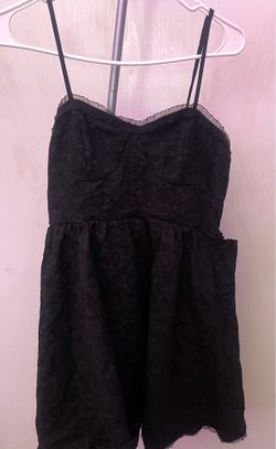 Women’s Large Vintage Black Ruffled Line Mesh Cami Dress