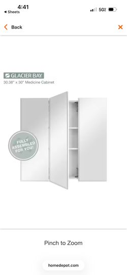 30.4 in. W x 30.2 in. H Rectangular Medicine Cabinet with Mirror in White with Adjustable Shelves