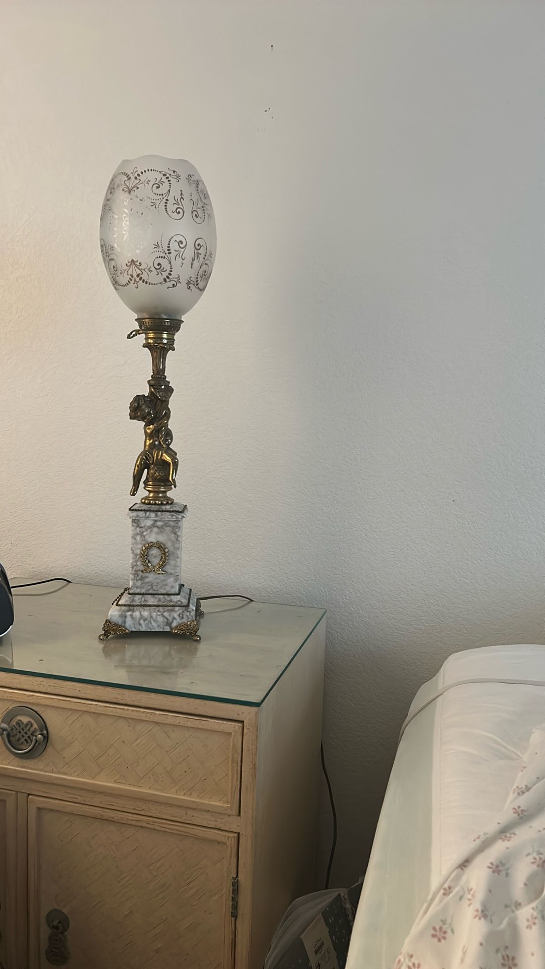Ornate Cherub Bedroom Lamp