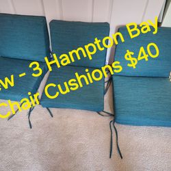 New - Hampton Bay Chair Cushions - Qty 3 - $40
