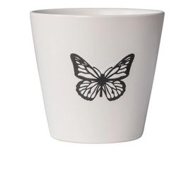 5.9”D x 5.51”H Round Ceramic Butterfly Ceramic Planter, White