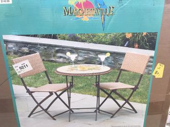 New Margaritaville Hemingway three piece folding wicker bistro set