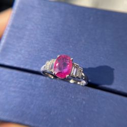 Natural Burma Ruby white sapphire ring gift and engagement ring