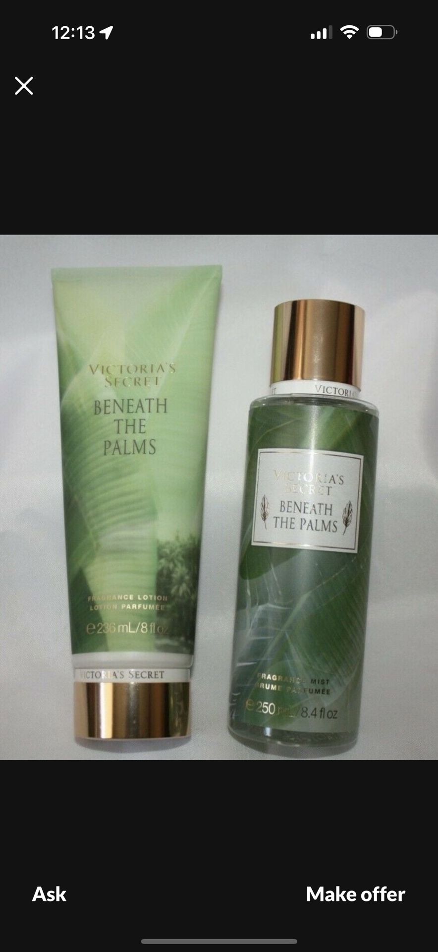 New Victoria's Secret Beneath the Palms Fragrance Lotion 80z & Body Spray 250ml