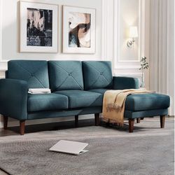 Belffin Convertible Sectional Sofa Couch with Chaise L Shaped Reversible Blue