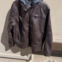 Large Hoodie Leather Jacket