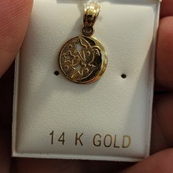 Moon And Stars 14k Gold Charm