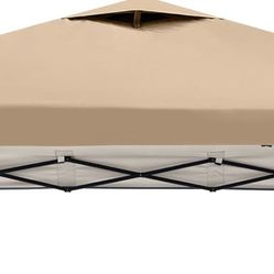 Canopy Replacement Top Cover with Air Vent for Straight Leg Canopy Tent, Waterproof for Outdoor Garden Patio Camping Sun Shade (Khaki)