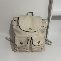 Coach Backpack White Pebbled Leather