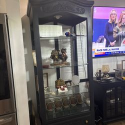 Wood  Display Cabinet Good Condition 