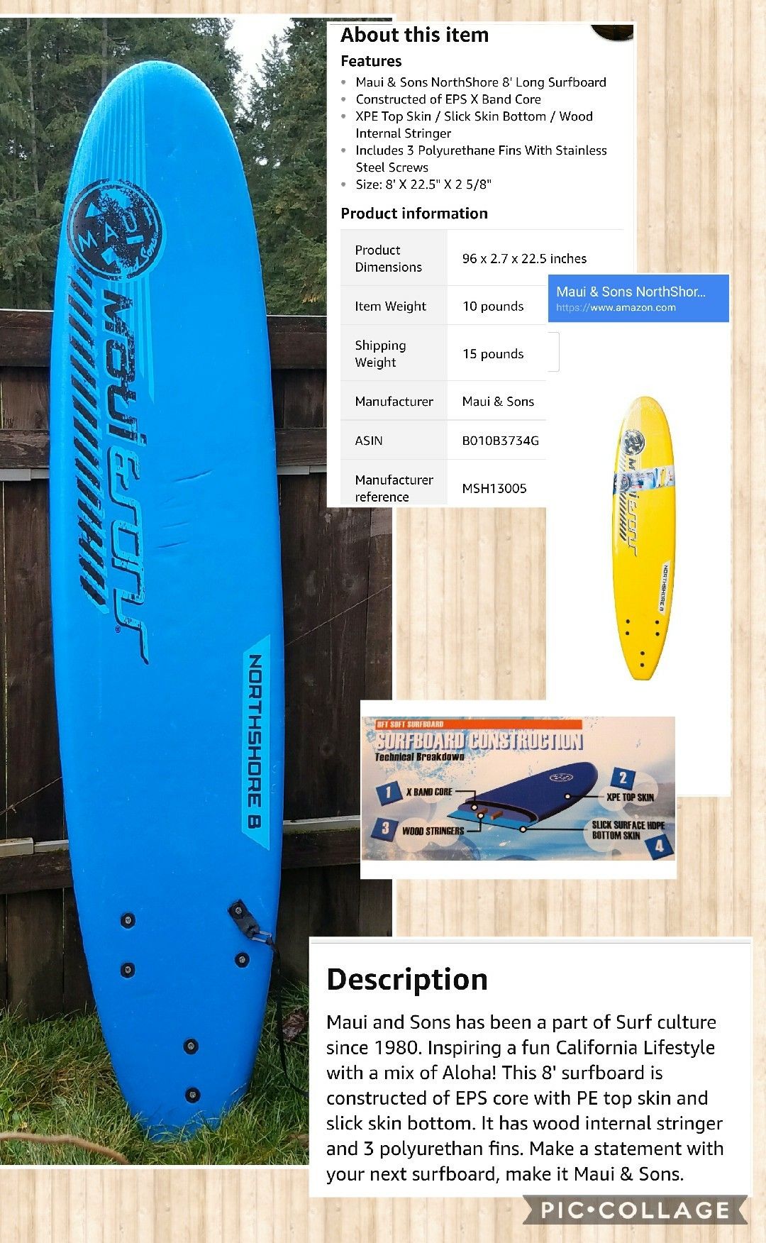 Maui and Sons Northshore 8 surfboard / paddle board