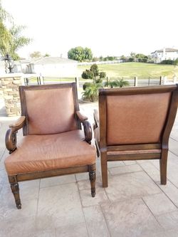 Real leather and hand work wood luxury Chairs