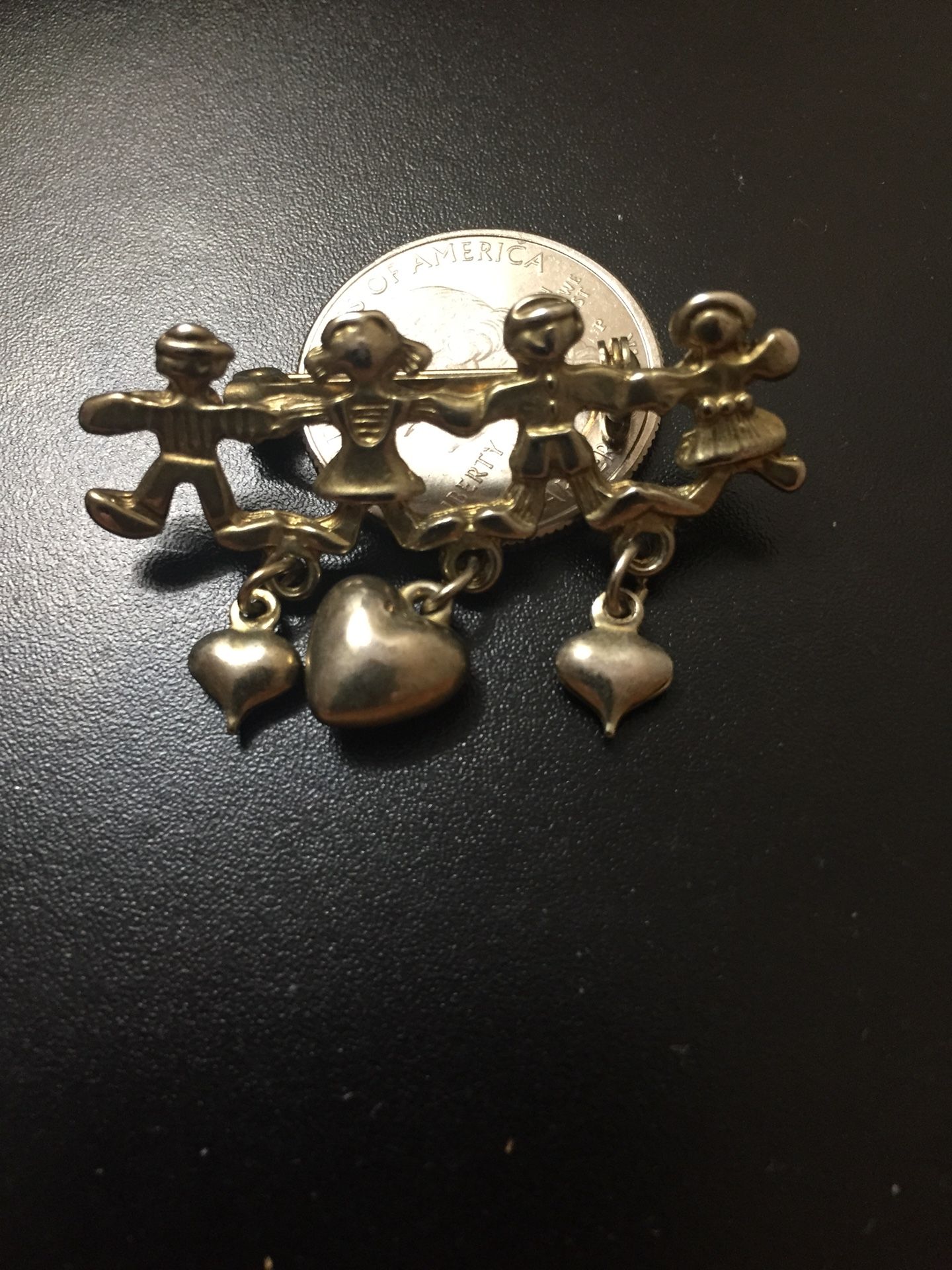Vintage 2 Boys 2 Girls Pin With 3 Hearts
