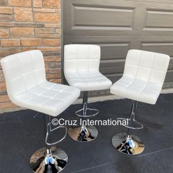 New 3 White Bar Stools 