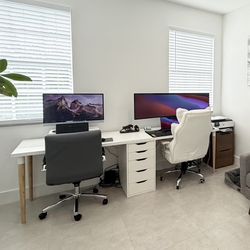 Double Desk With 5 Drawers