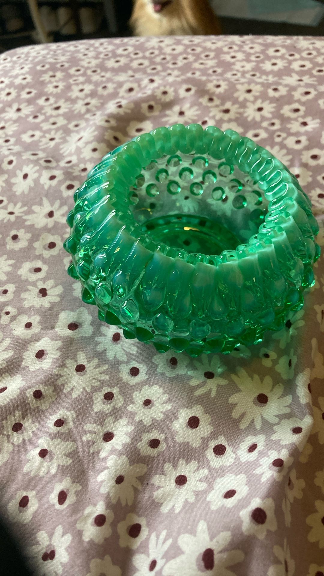 Fenton Aquamarine Glass Candleholder