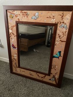 Hudson River Inlay butterfly garden marquetry mirror