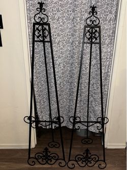 Pair of wrought iron easels