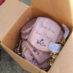 Wedding Plaques And Bells Got Tables A Box Full 20.00