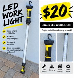 BRAUN 845 Lumen LED Rechargeable Underhood Work Light