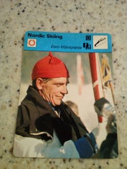 1979 sportscaster Nordic skiing/error mantyranta/ olympic collector card # 73-17